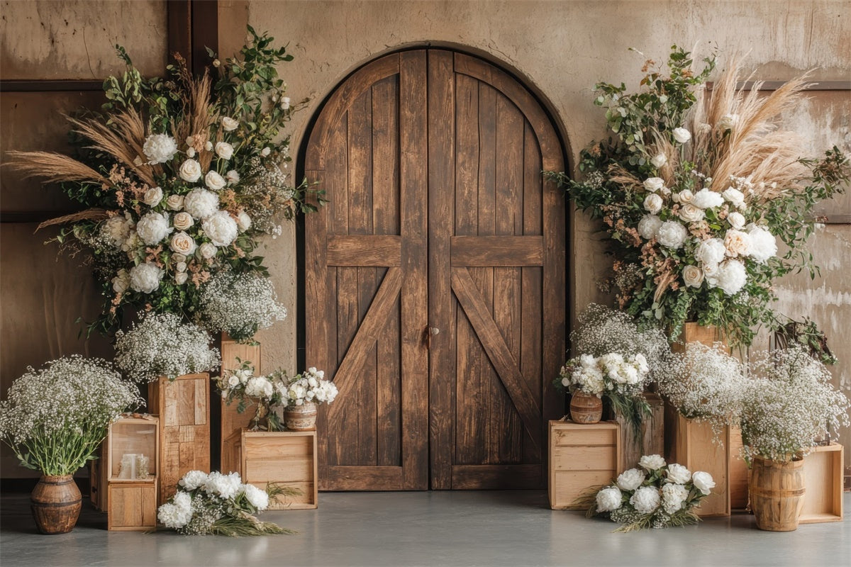 Spring Backdrop Rustic Wooden Archway Floral Backdrop TWW2-10