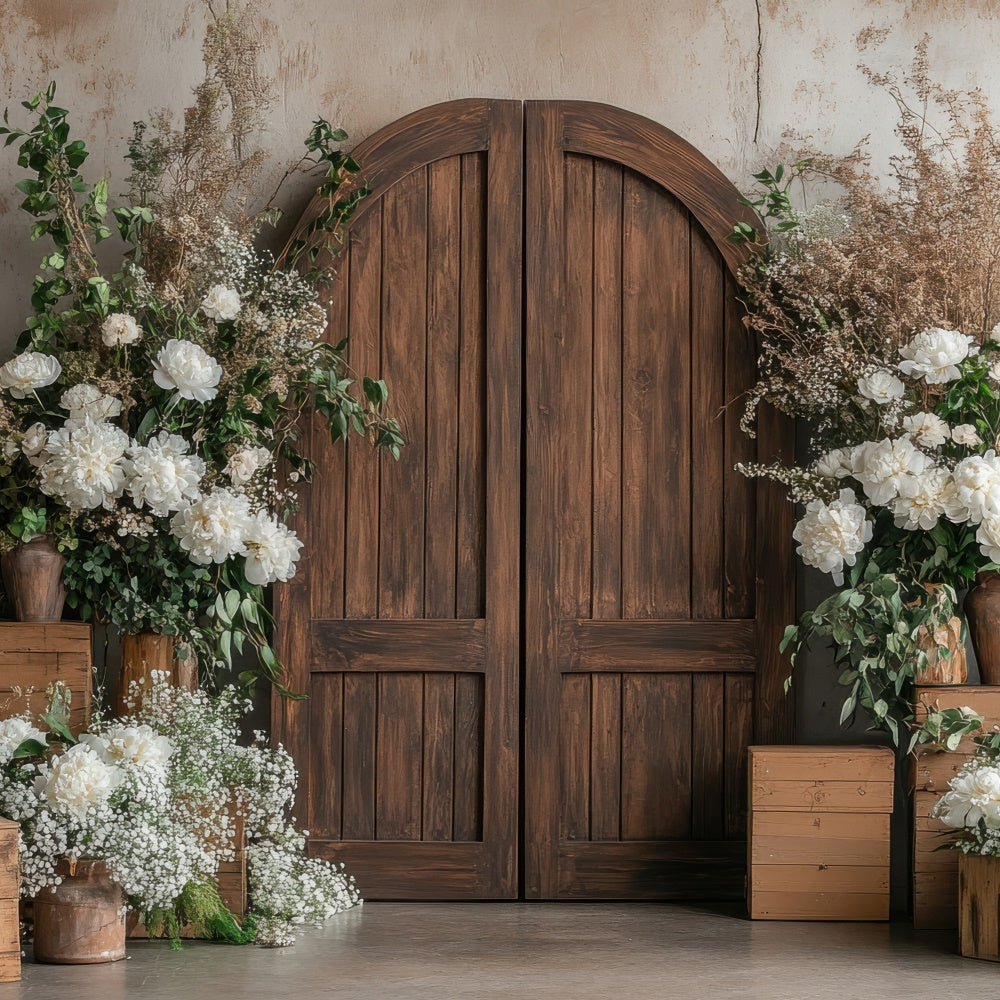 Spring Backdrop Photography Chic Boho White Flower Door Backdrop TWW2-11