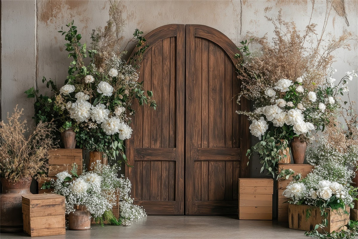 Spring Backdrop Photography Chic Boho White Flower Door Backdrop TWW2-11