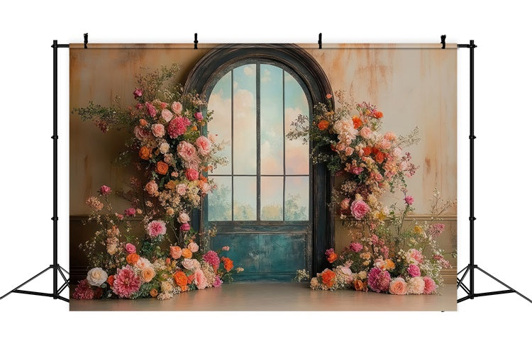 Spring Photo Backdrops Elegant Vintage Floral Arch Backdrop TWW2-13