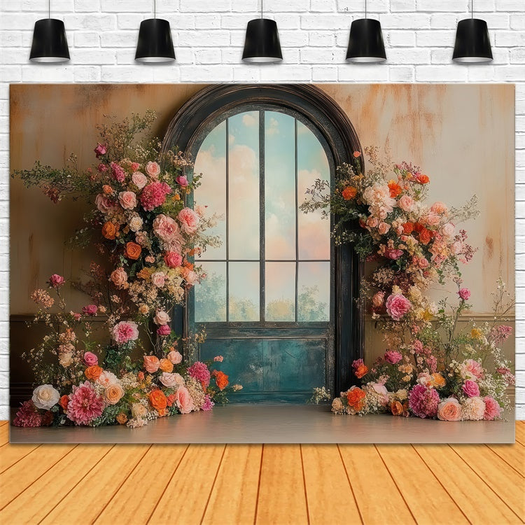 Spring Photo Backdrops Elegant Vintage Floral Arch Backdrop TWW2-13