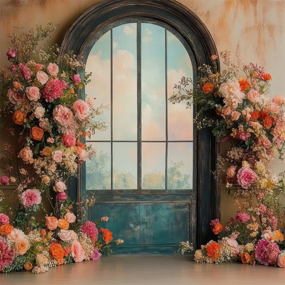 Spring Photo Backdrops Elegant Vintage Floral Arch Backdrop TWW2-13