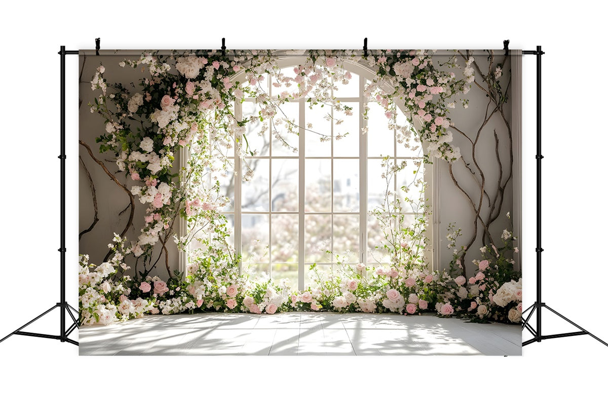 Spring Photo Backdrop Romantic Window Rose Archway Backdrop TWW2-15