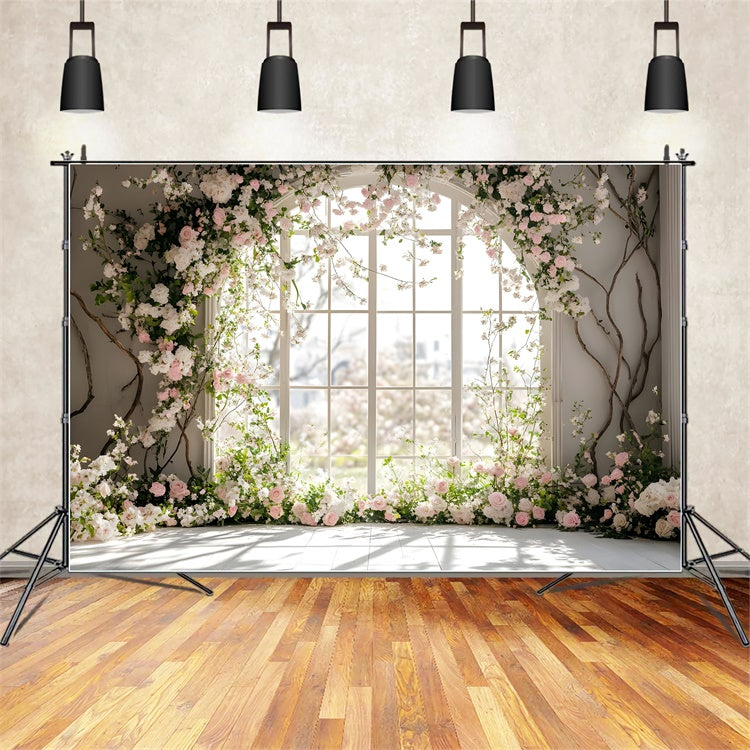 Spring Photo Backdrop Romantic Window Rose Archway Backdrop TWW2-15