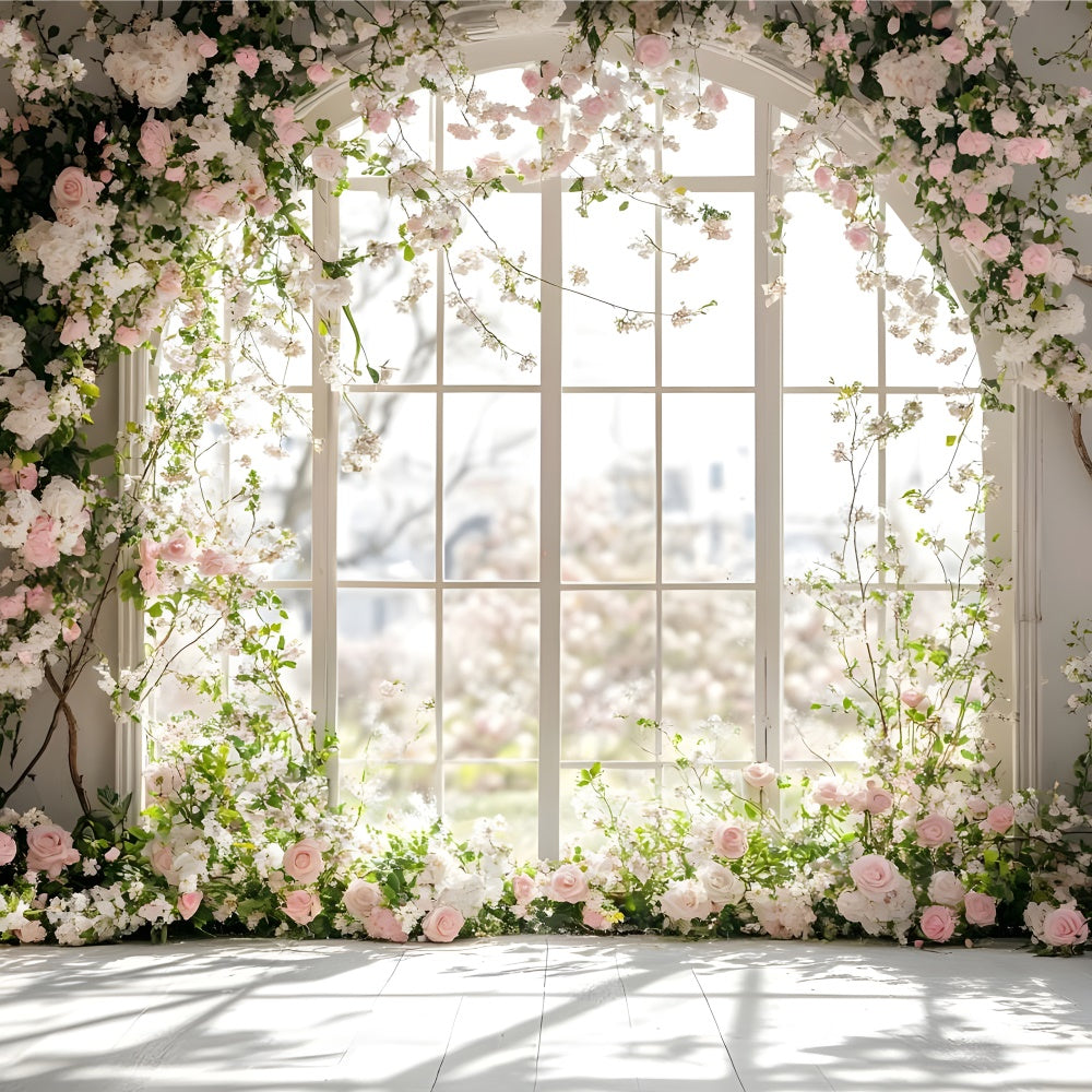 Spring Photo Backdrop Romantic Window Rose Archway Backdrop TWW2-15