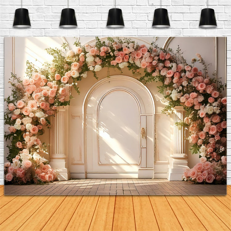 Backdrop Spring Elegant Rose Arch Soft Sunbeam Backdrop TWW2-17