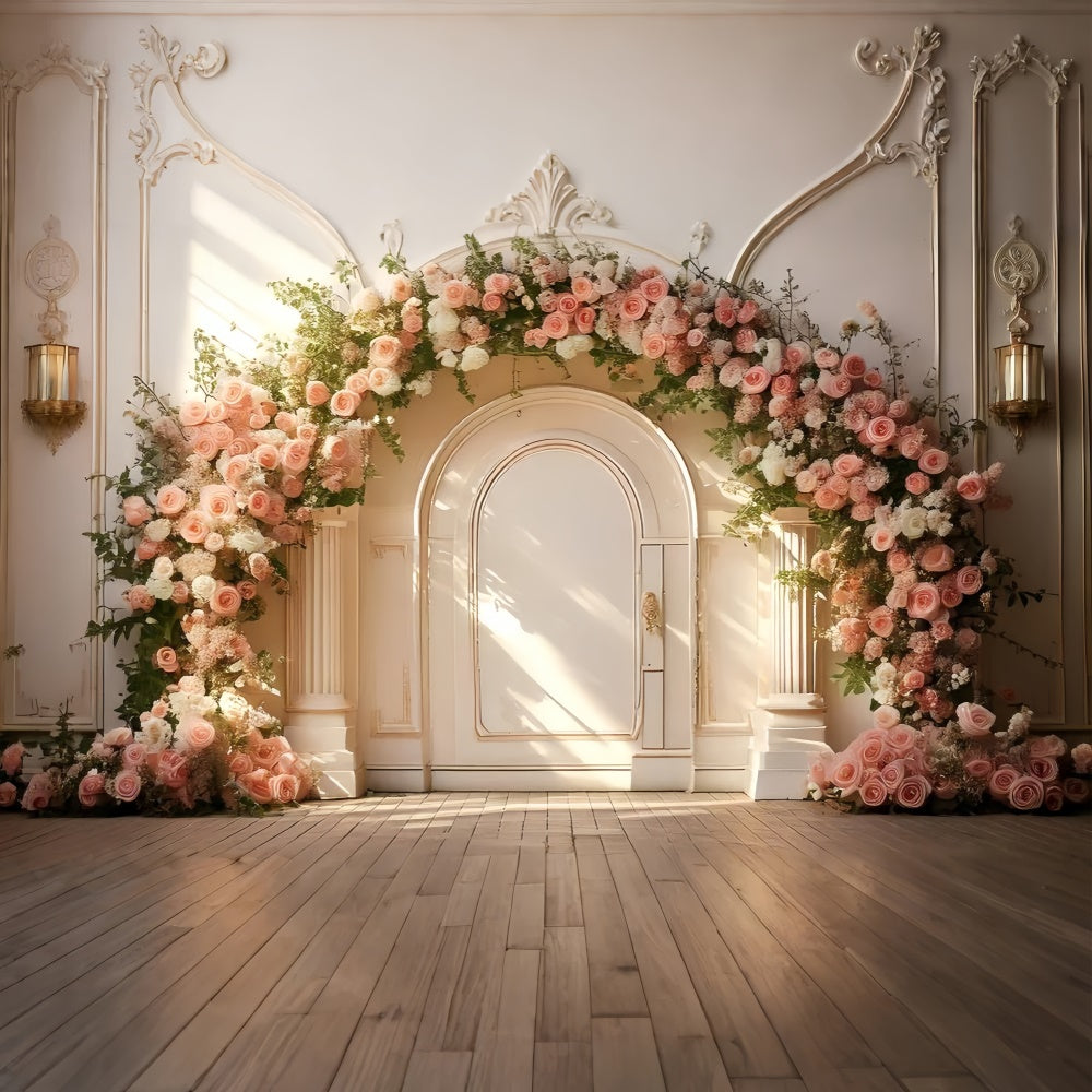 Backdrop Spring Elegant Rose Arch Soft Sunbeam Backdrop TWW2-17