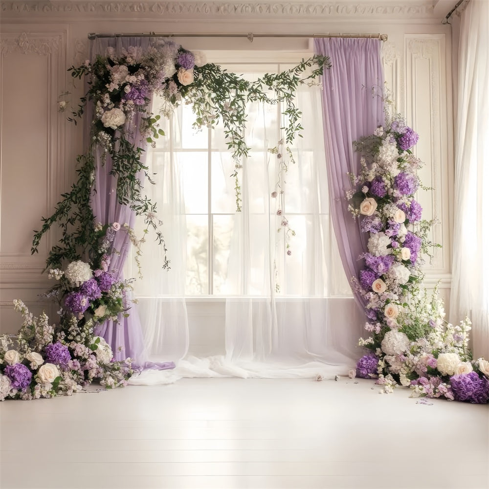 Spring Backdrop Ideas Purple Floral Arch Wedding Backdrop TWW2-20