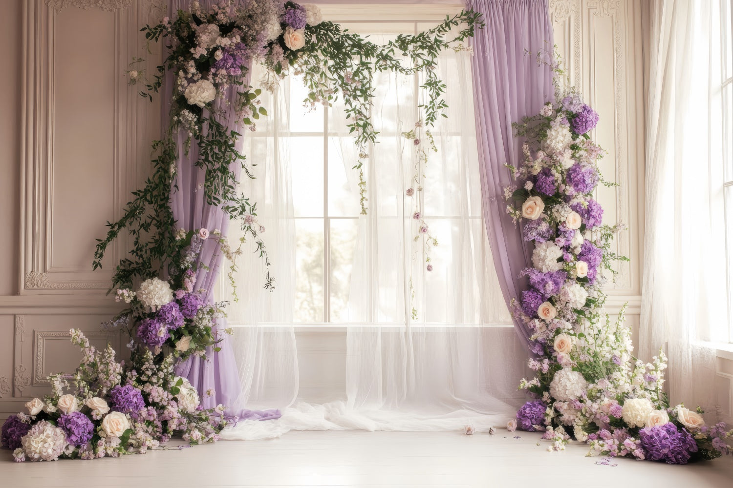 Spring Backdrop Ideas Purple Floral Arch Wedding Backdrop TWW2-20