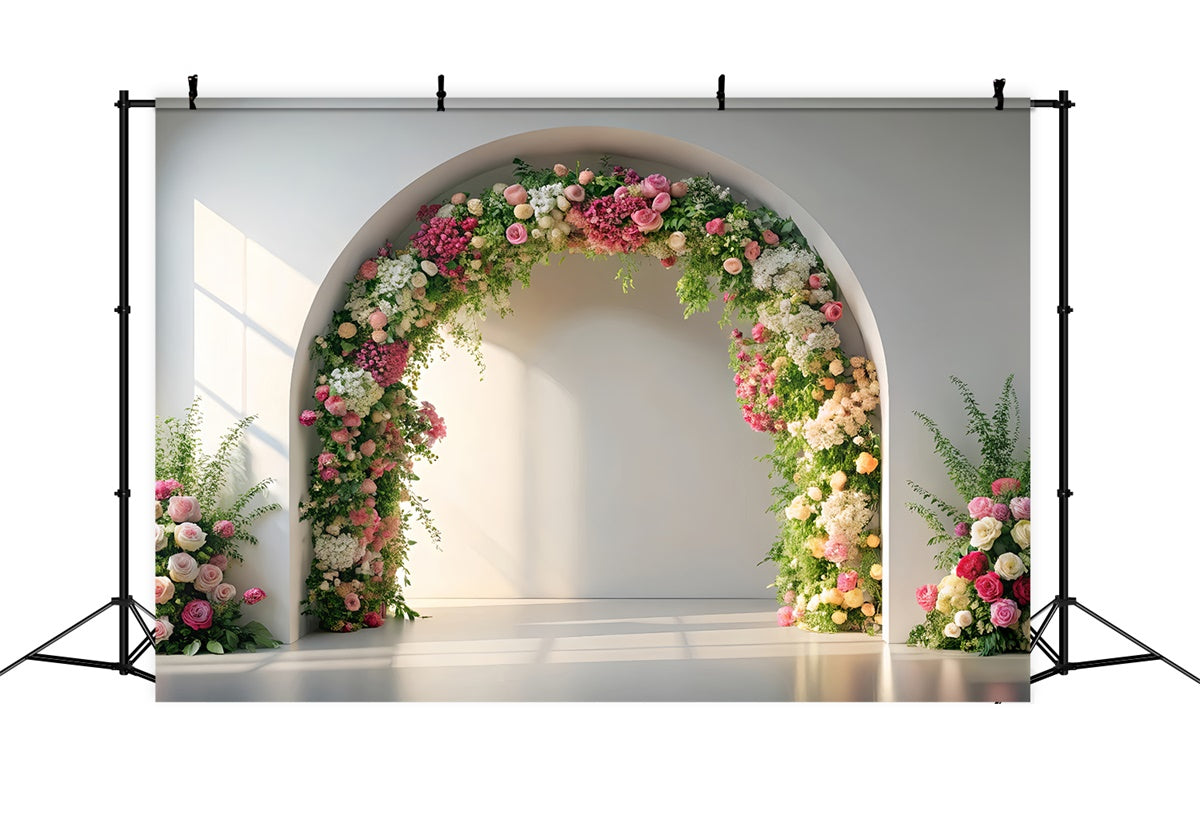 Spring Photo Backdrops Romantic Pink Floral Arch Backdrop TWW2-21