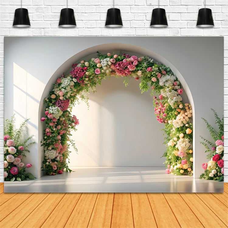 Spring Photo Backdrops Romantic Pink Floral Arch Backdrop TWW2-21