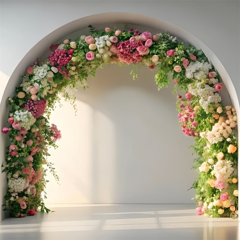 Spring Photo Backdrops Romantic Pink Floral Arch Backdrop TWW2-21