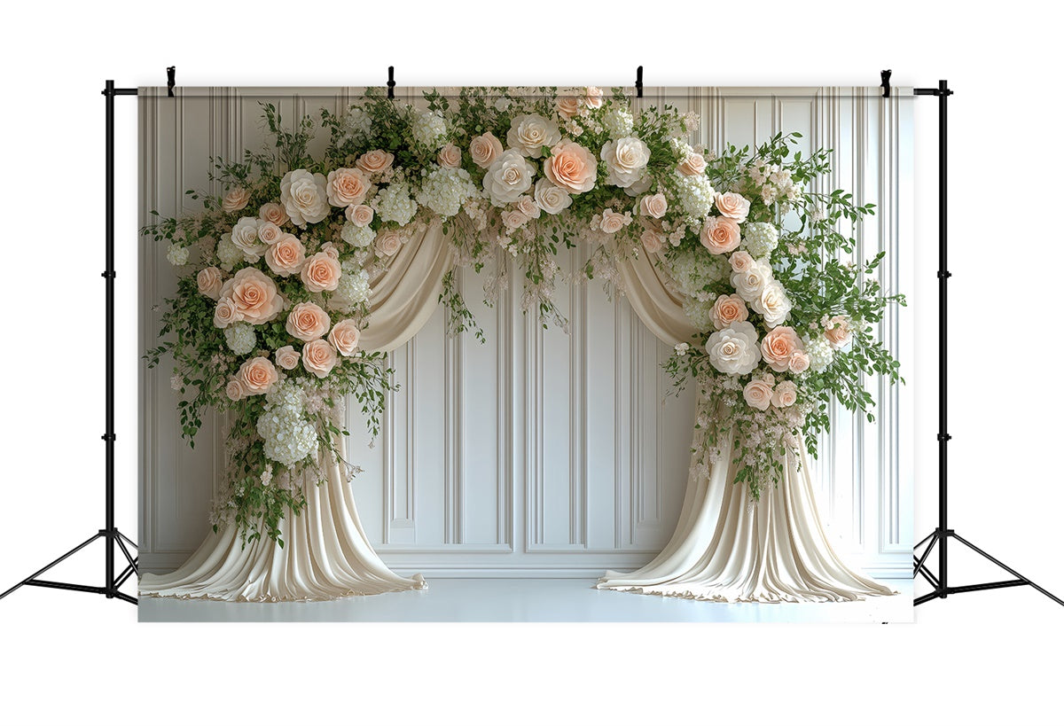 Photography Backdrops Spring Romantic Cream Pink Floral Backdrop TWW2-23