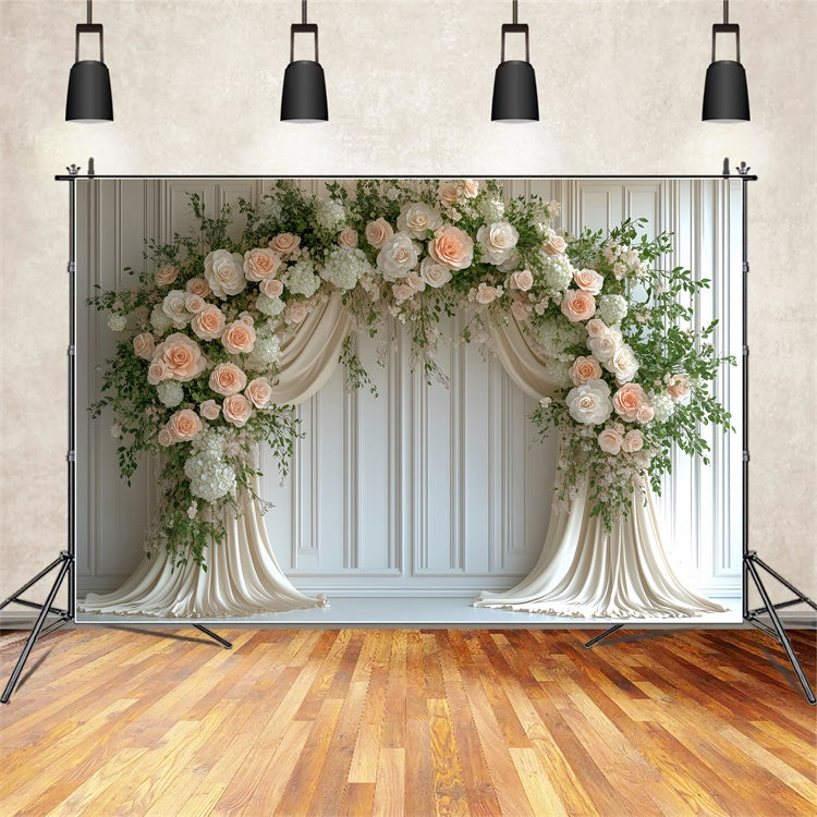 Photography Backdrops Spring Romantic Cream Pink Floral Backdrop TWW2-23