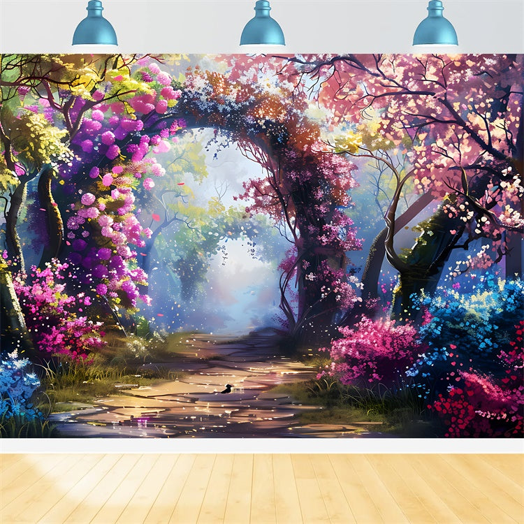 Spring Floral Backdrop Dreamy Flower Tunnel Pathway Backdrop TWW2-24