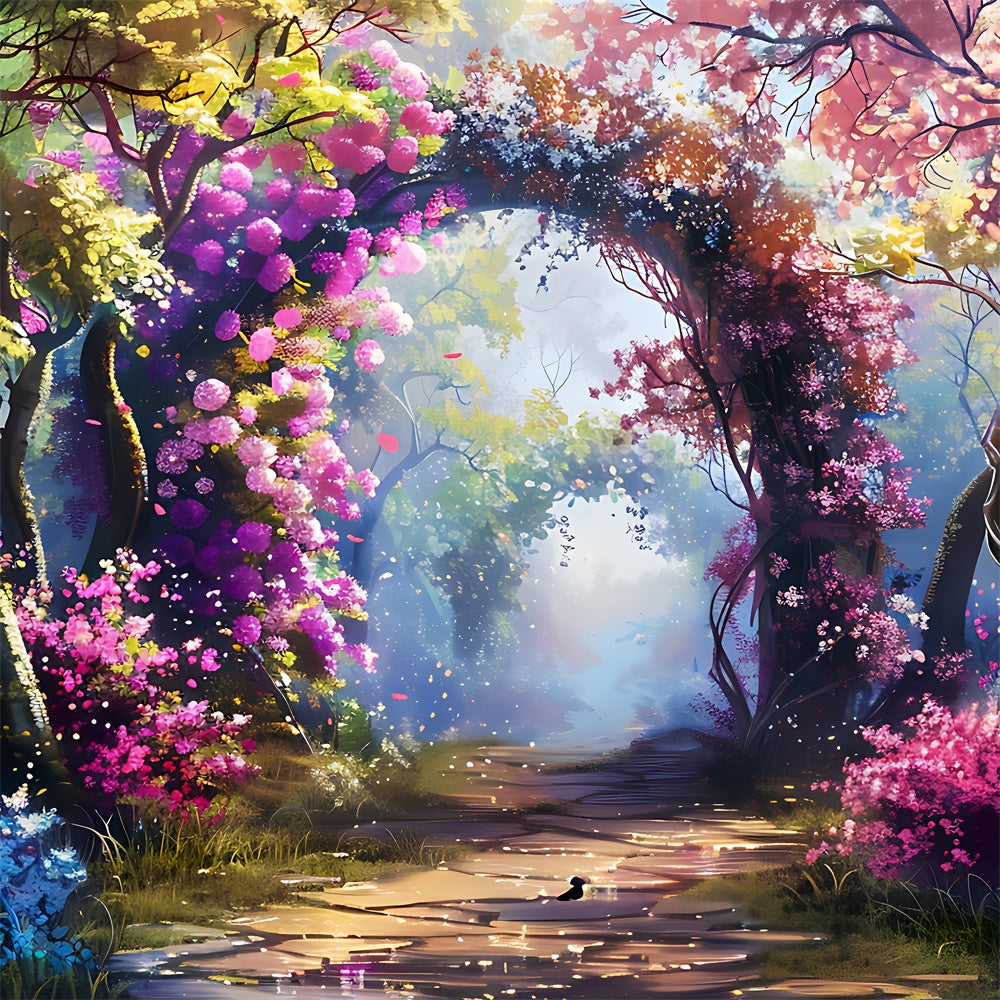 Spring Floral Backdrop Dreamy Flower Tunnel Pathway Backdrop TWW2-24