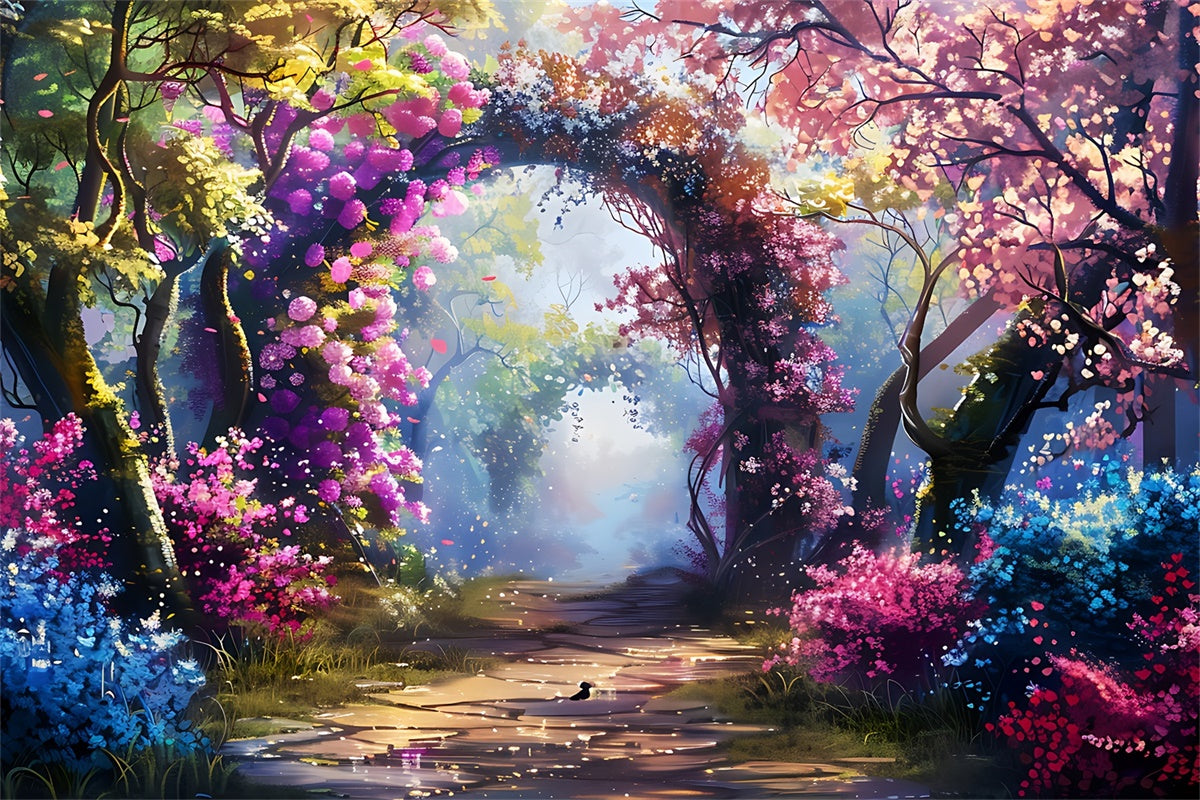 Spring Floral Backdrop Dreamy Flower Tunnel Pathway Backdrop TWW2-24