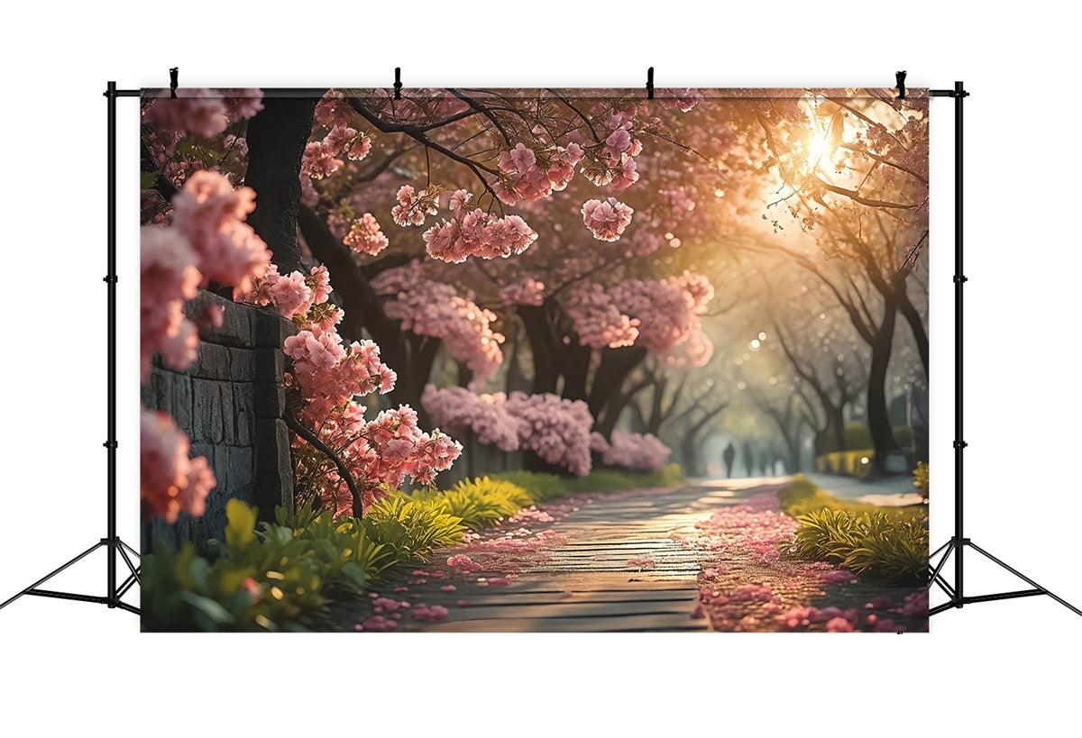 Spring Photo Backdrop Serene Cherry Blossom Pathway Backdrop TWW2-29