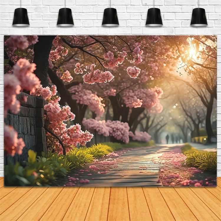 Spring Photo Backdrop Serene Cherry Blossom Pathway Backdrop TWW2-29