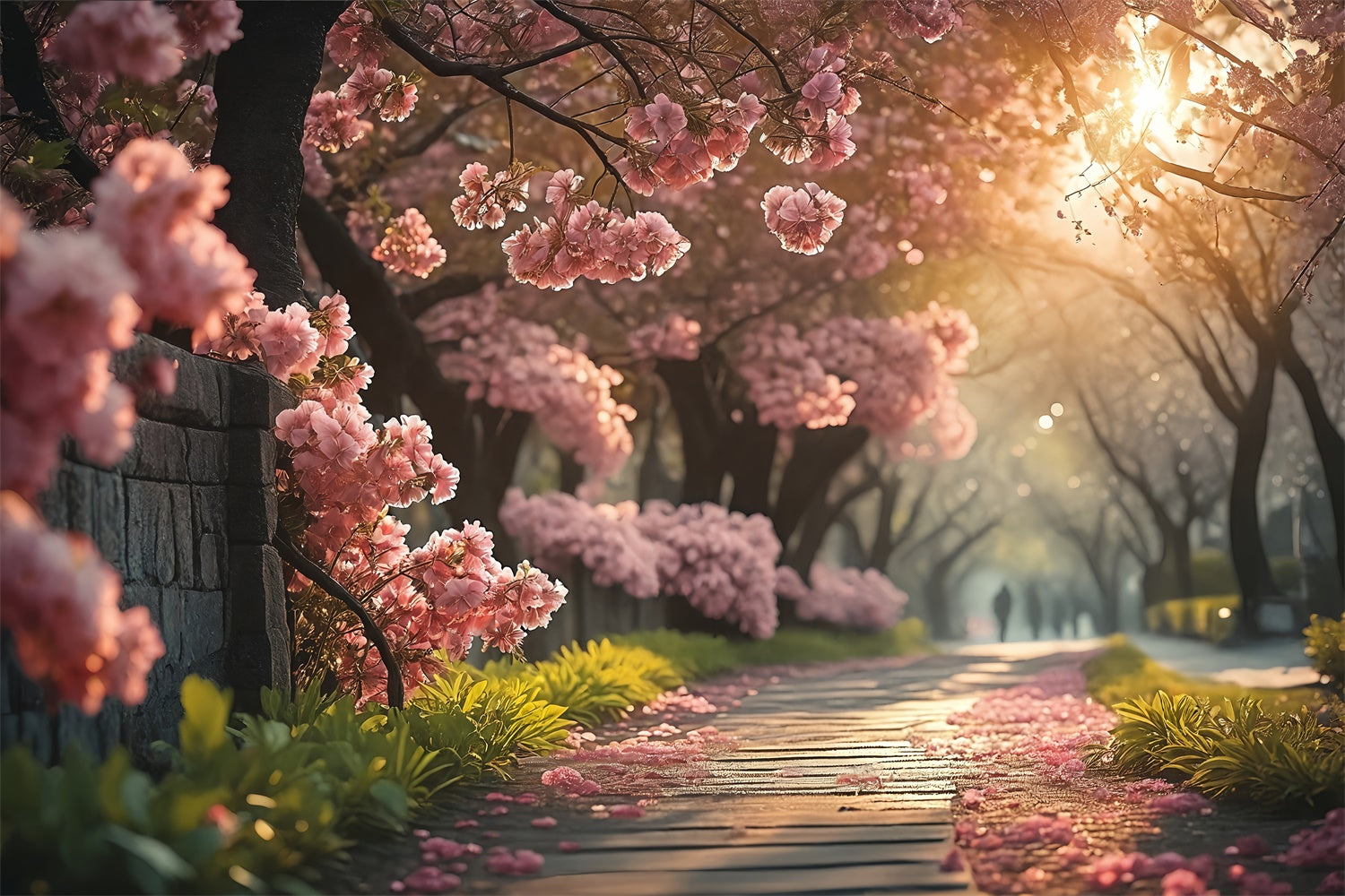 Spring Photo Backdrop Serene Cherry Blossom Pathway Backdrop TWW2-29