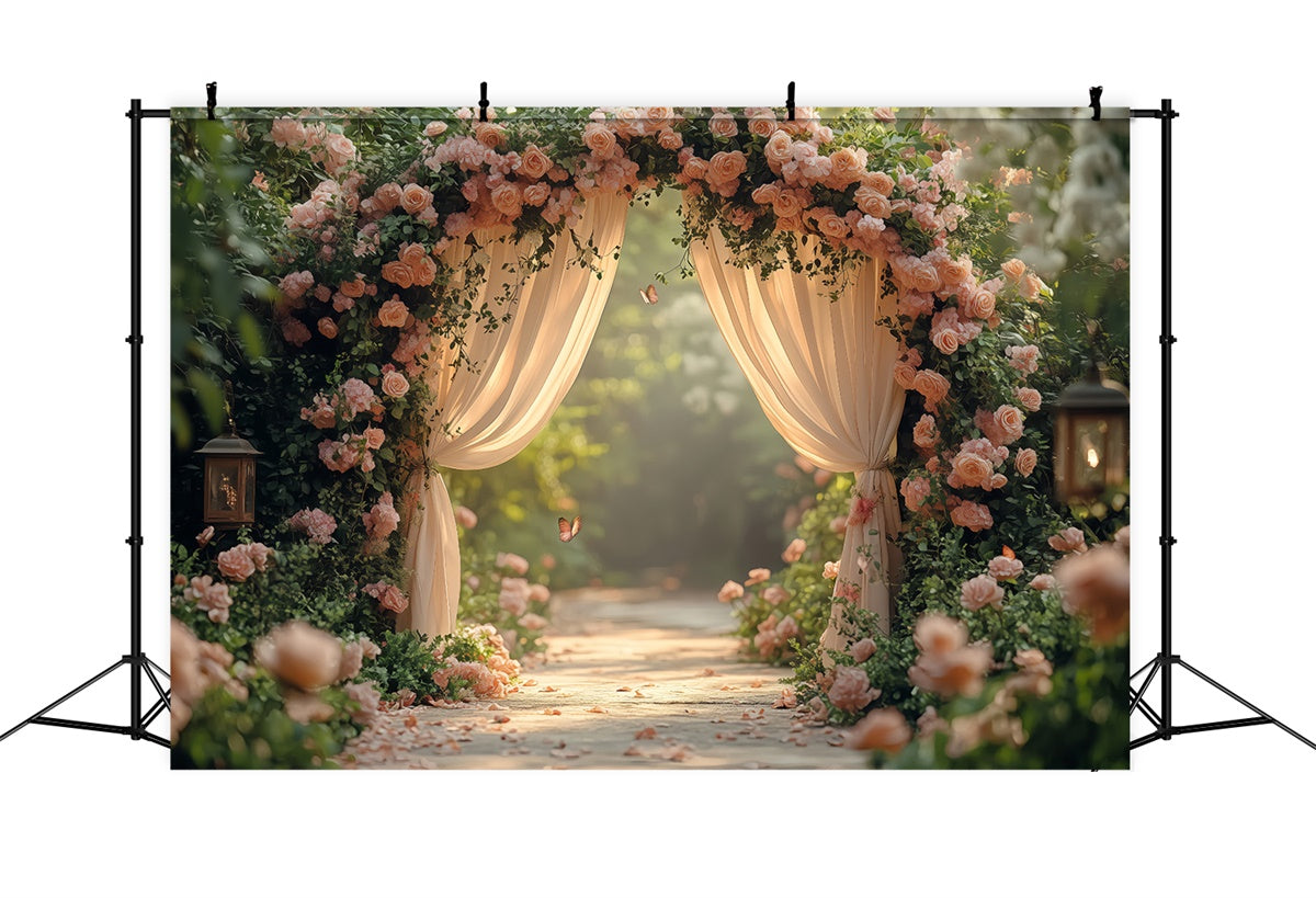 Spring Floral Backdrop Romantic Garden Path Rose Backdrop TWW2-30