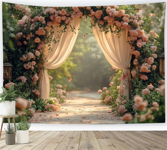 Spring Floral Backdrop Romantic Garden Path Rose Backdrop TWW2-30