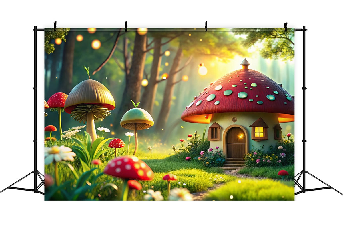 Spring Backdrop Ideas Fairy Tale Mushroom Cottage Backdrop TWW2-33