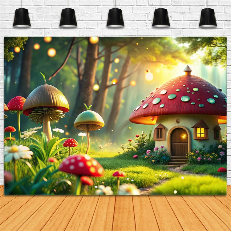 Spring Backdrop Ideas Fairy Tale Mushroom Cottage Backdrop TWW2-33