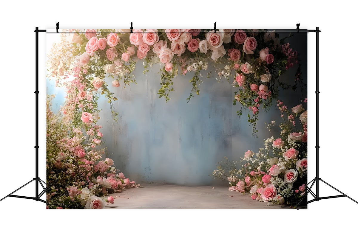 Spring Floral Backdrop Elegant Pink Rose Arch Backdrop TWW2-36