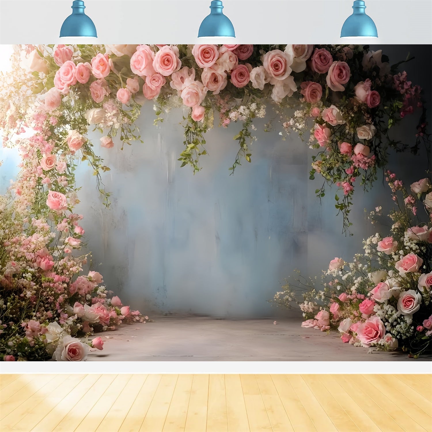 Spring Floral Backdrop Elegant Pink Rose Arch Backdrop TWW2-36