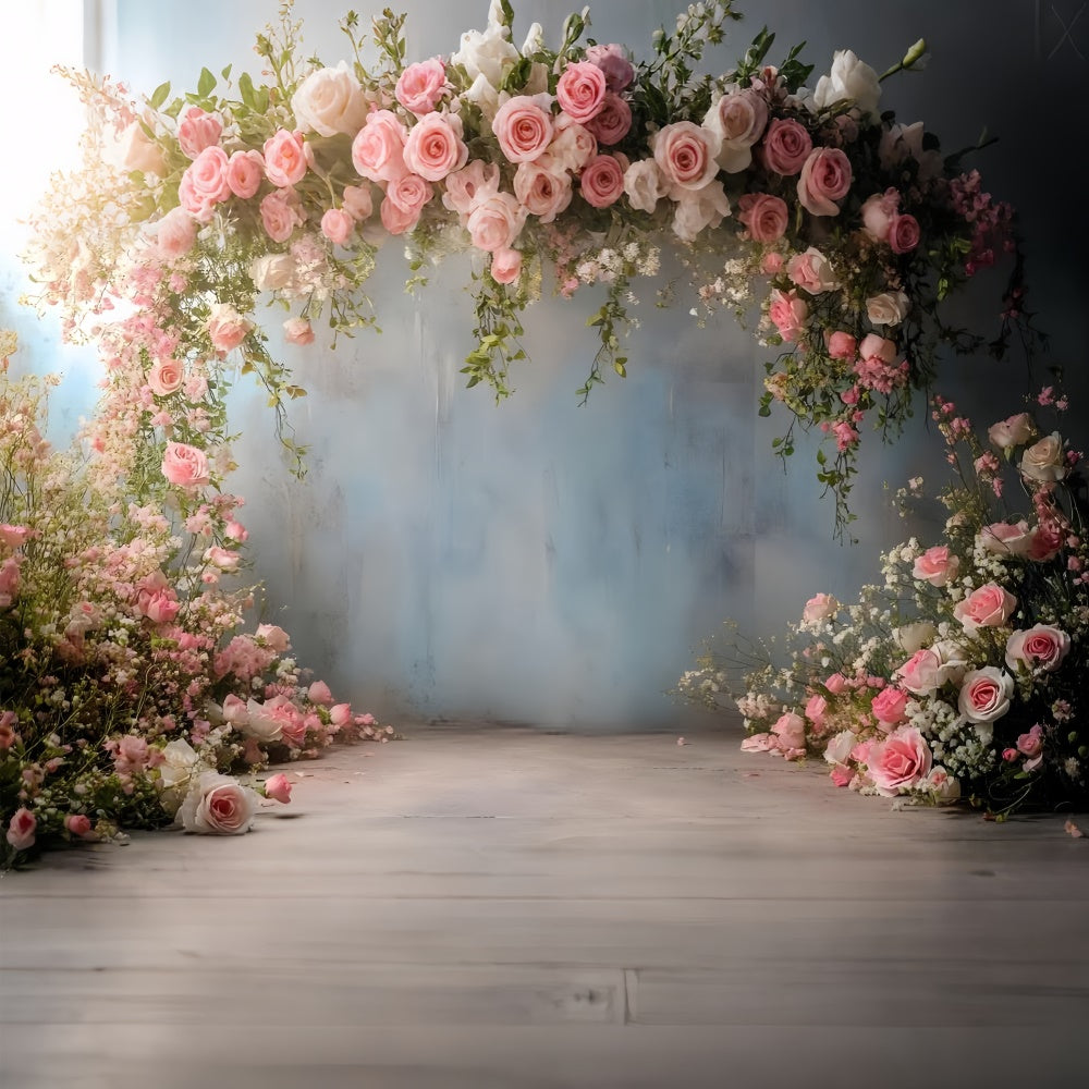 Spring Floral Backdrop Elegant Pink Rose Arch Backdrop TWW2-36