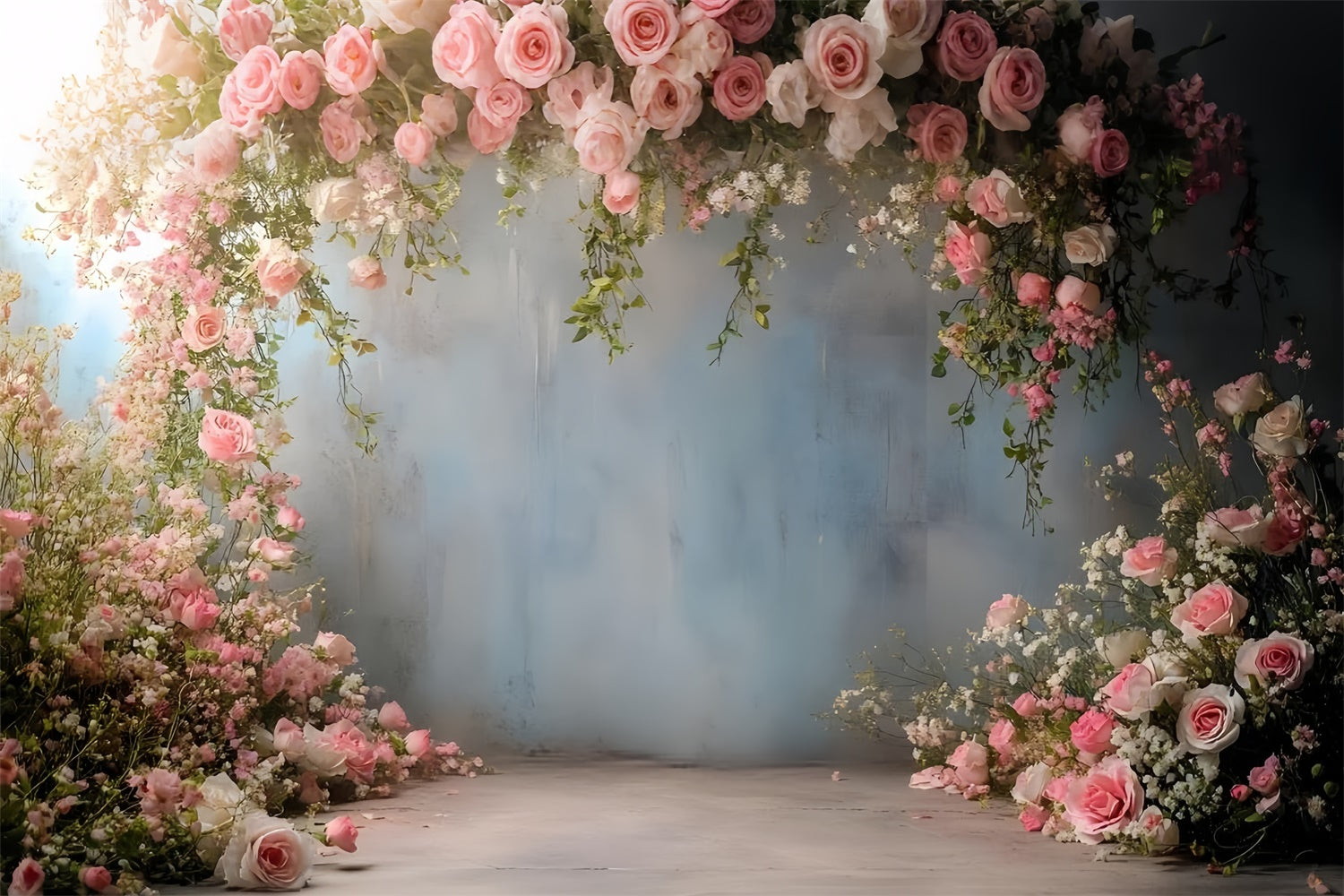 Spring Floral Backdrop Elegant Pink Rose Arch Backdrop TWW2-36