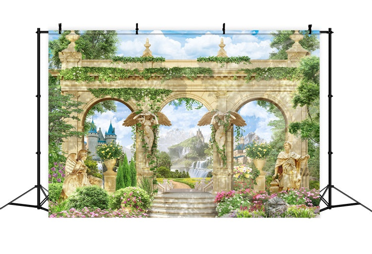 Spring Backdrop Majestic Stone Archway Garden Backdrop TWW2-39