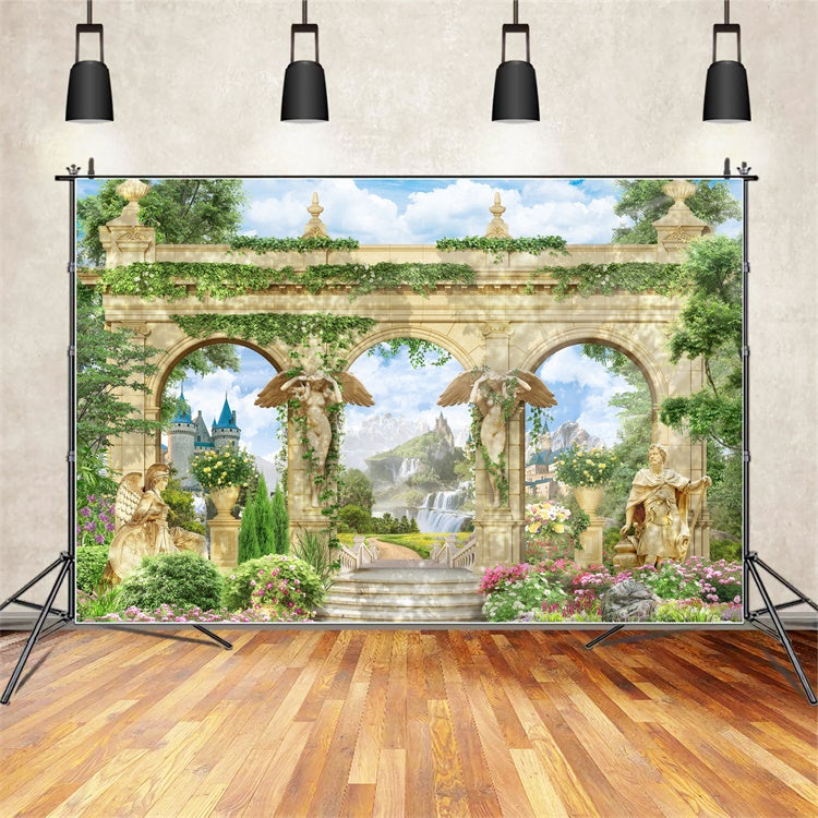 Spring Backdrop Majestic Stone Archway Garden Backdrop TWW2-39