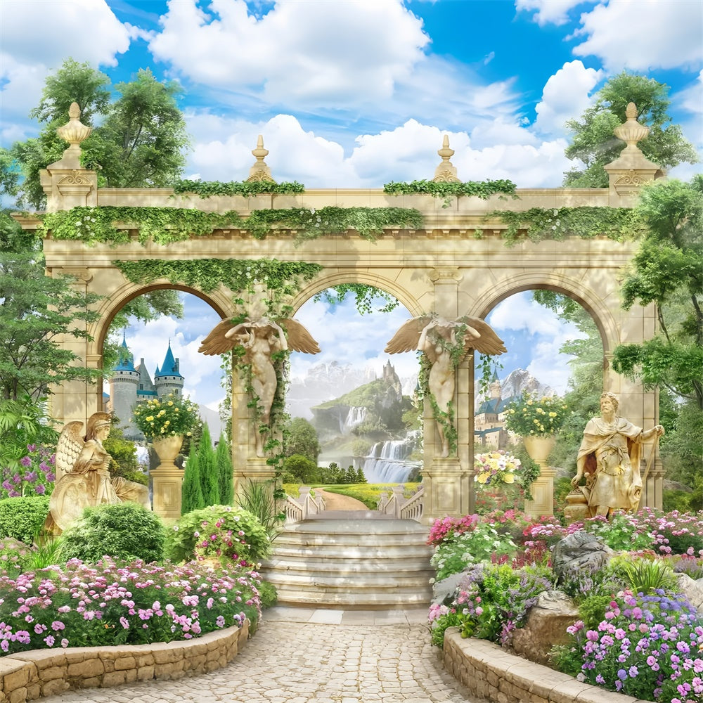 Spring Backdrop Majestic Stone Archway Garden Backdrop TWW2-39