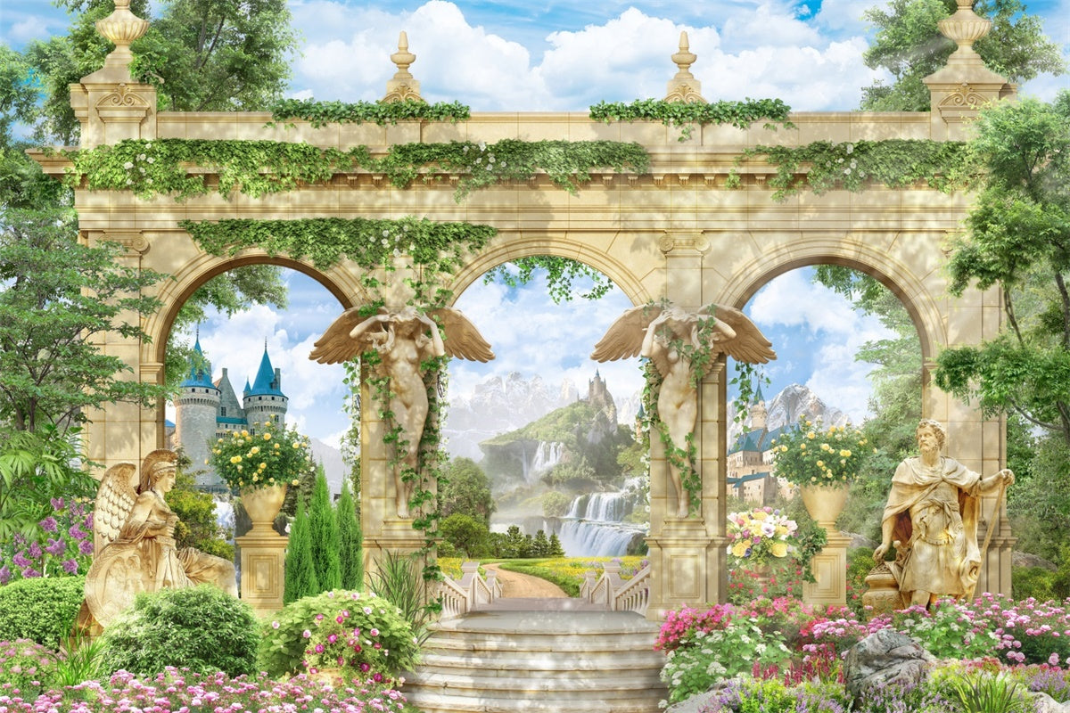 Spring Backdrop Majestic Stone Archway Garden Backdrop TWW2-39