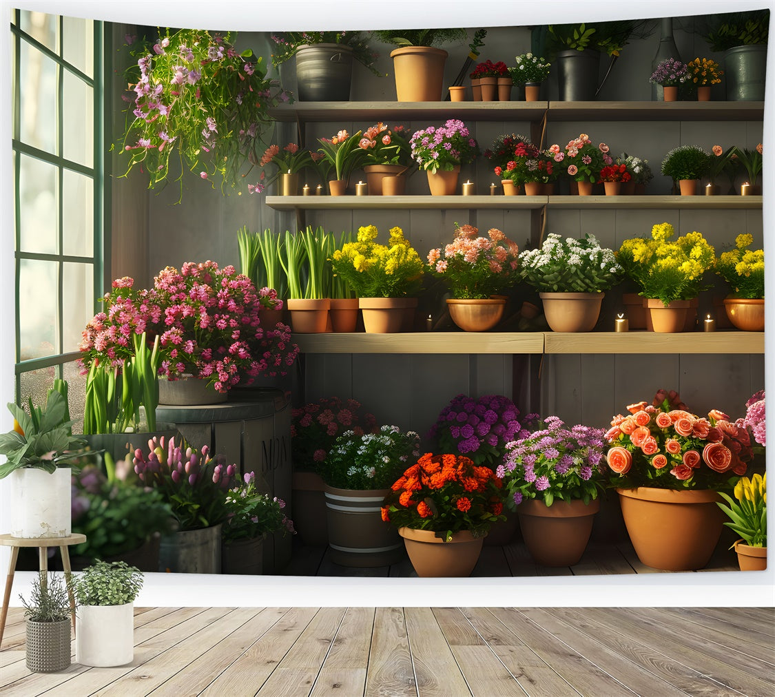 Spring Backdrop Ideas Indoor Garden Potted Plants Backdrop TWW2-6