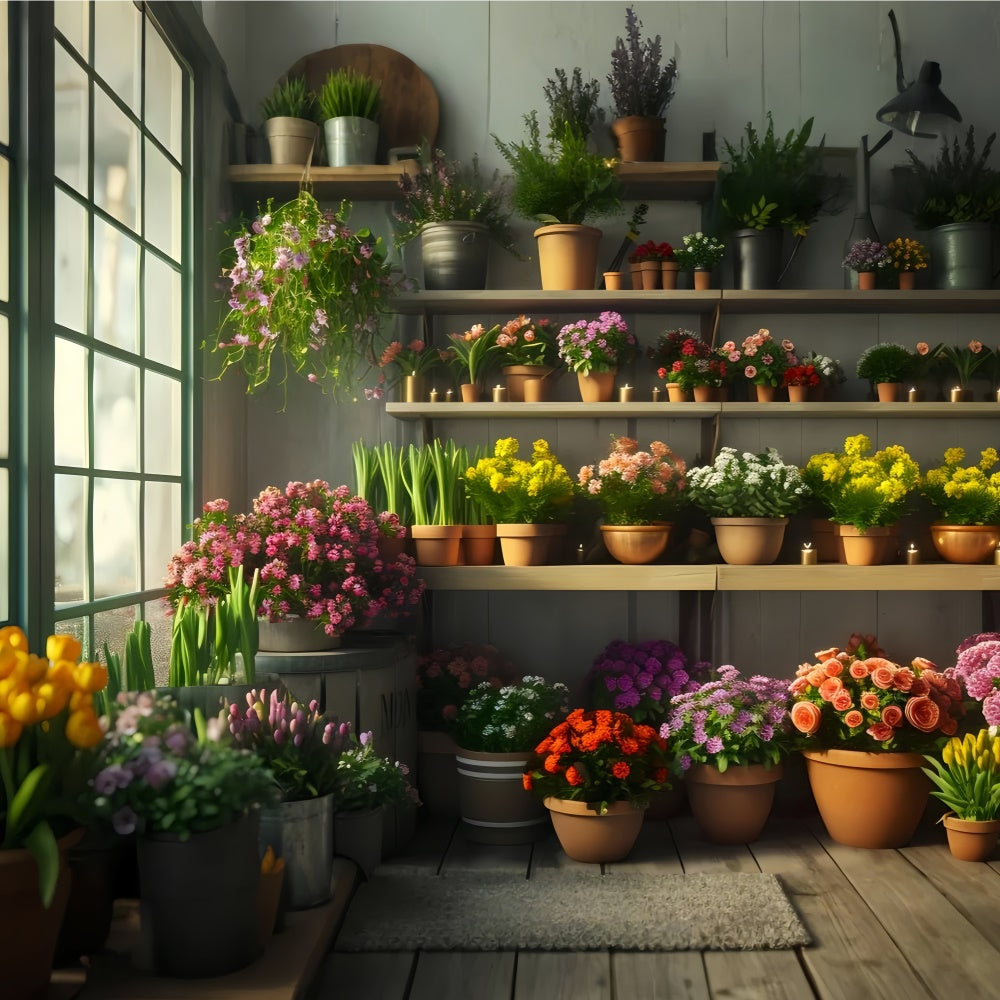 Spring Backdrop Ideas Indoor Garden Potted Plants Backdrop TWW2-6