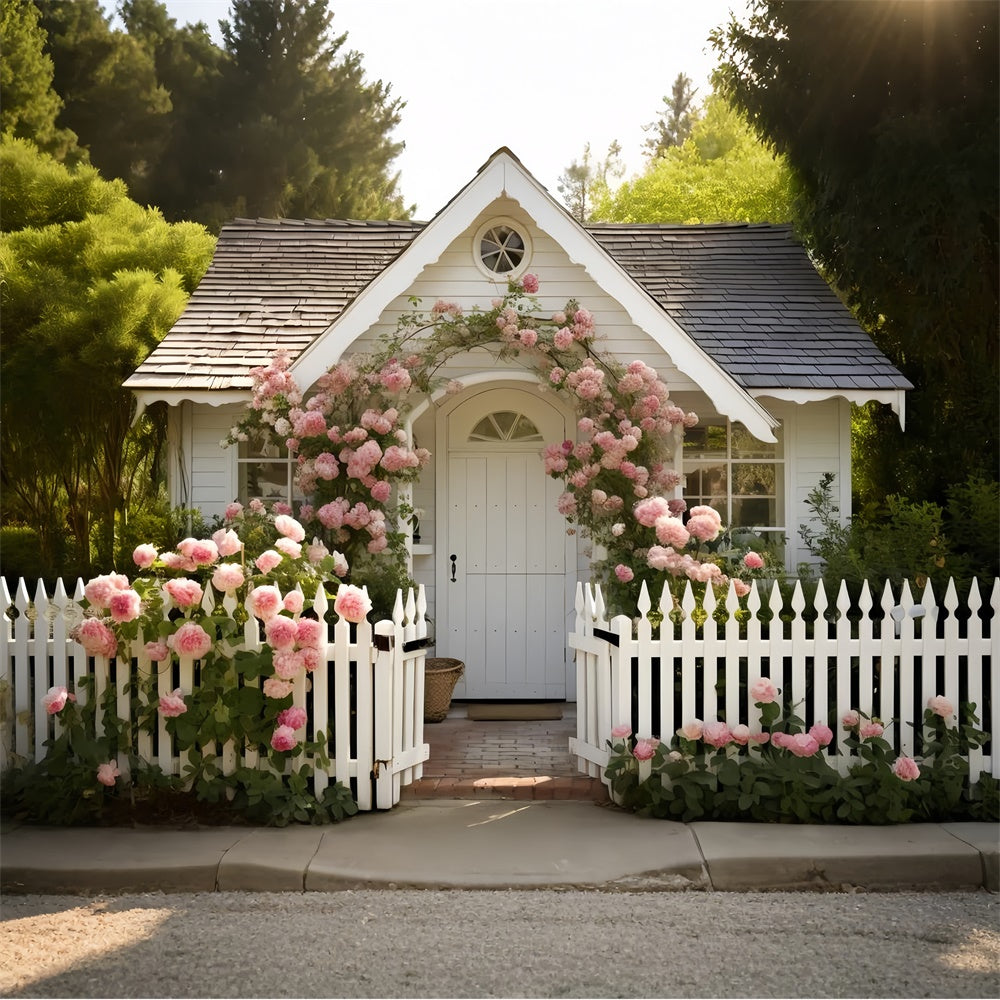 Spring Photography Backdrops White Cottage Rose Gate Backdrop TWW2-7