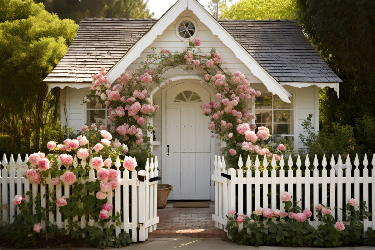 Spring Photography Backdrops White Cottage Rose Gate Backdrop TWW2-7