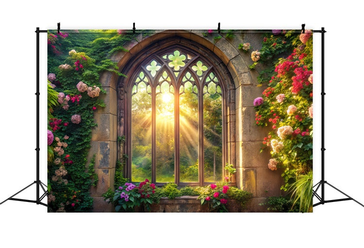 Spring Photo Backdrop Enchanted Ivy Covered Window Backdrop TWW2-8