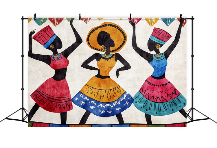 Ethiopian Backdrop Colorful Tribal Women Dance Backdrop XY2-10