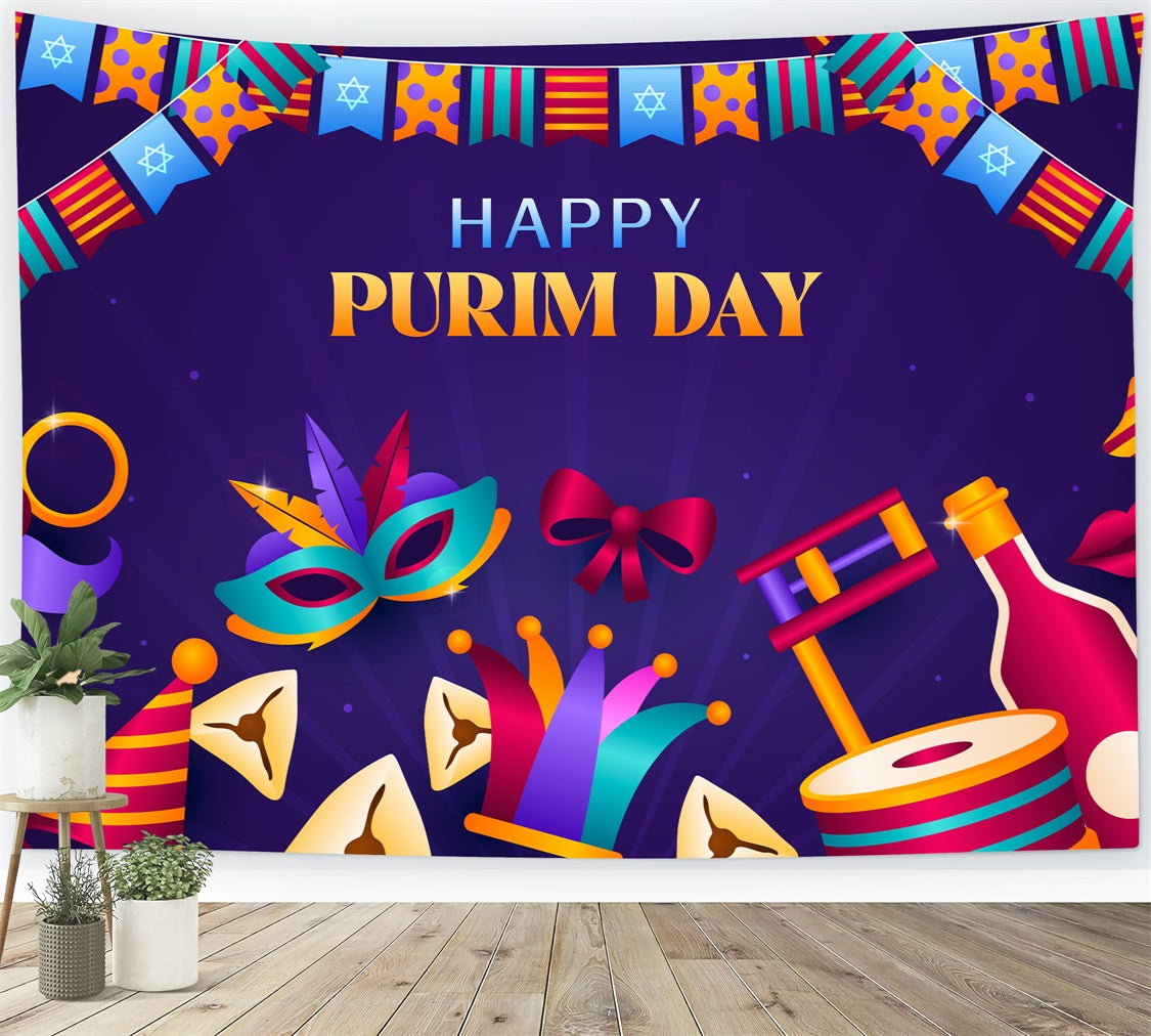 Purim Backdrop Bright Festival Decoration Party Backdrop XY2-100