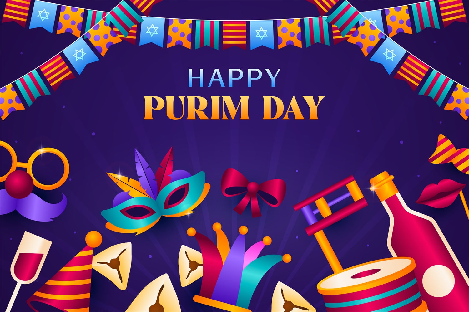 Purim Backdrop Bright Festival Decoration Party Backdrop XY2-100