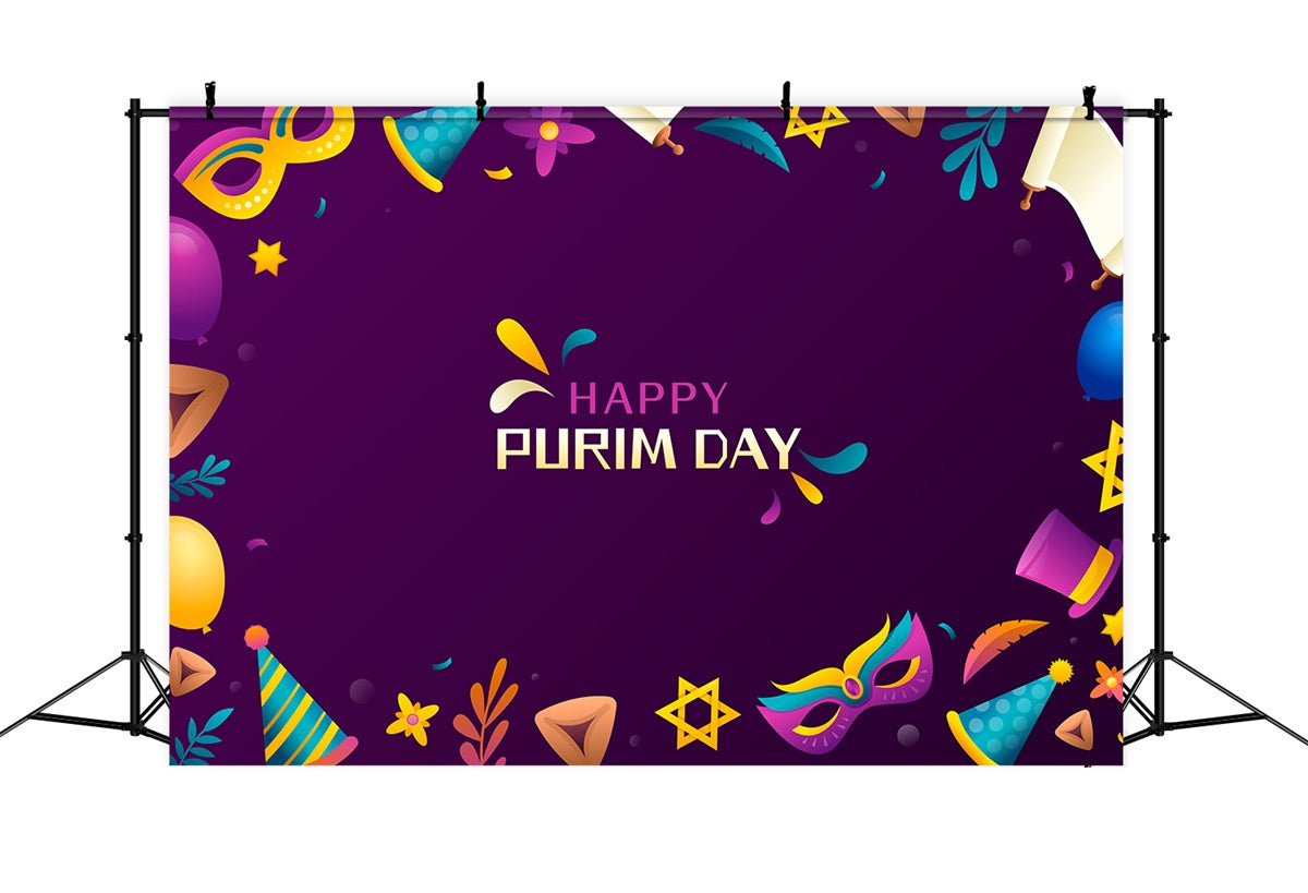 Purim Backdrop Purple Festive Celebration Backdrop XY2-101