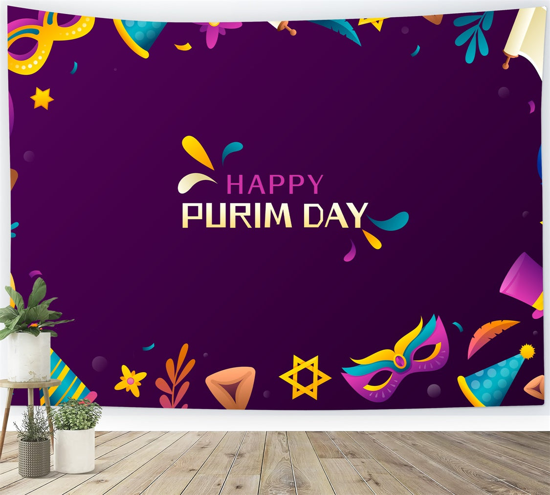 Purim Backdrop Purple Festive Celebration Backdrop XY2-101