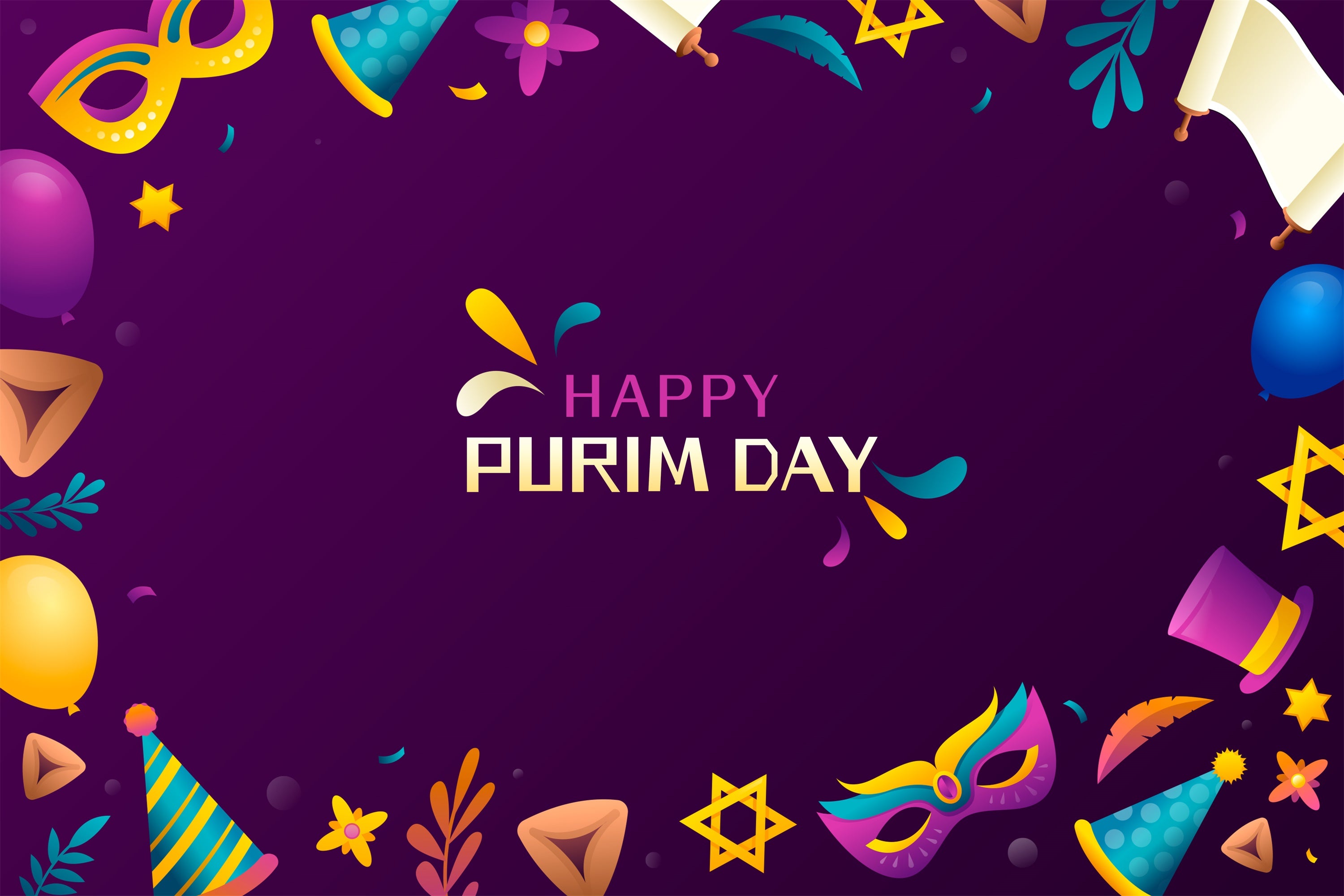 Purim Backdrop Purple Festive Celebration Backdrop XY2-101