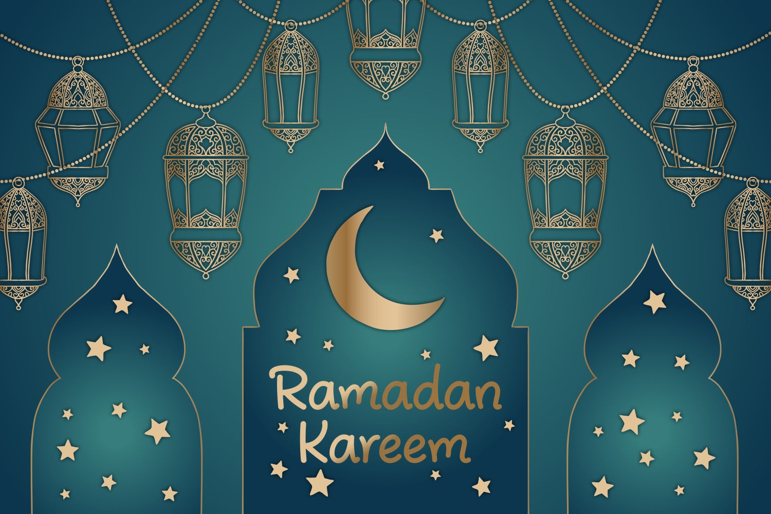 Ramadan Backdrops Crescent Moon Stars Ramadan Backdrop XY2-102