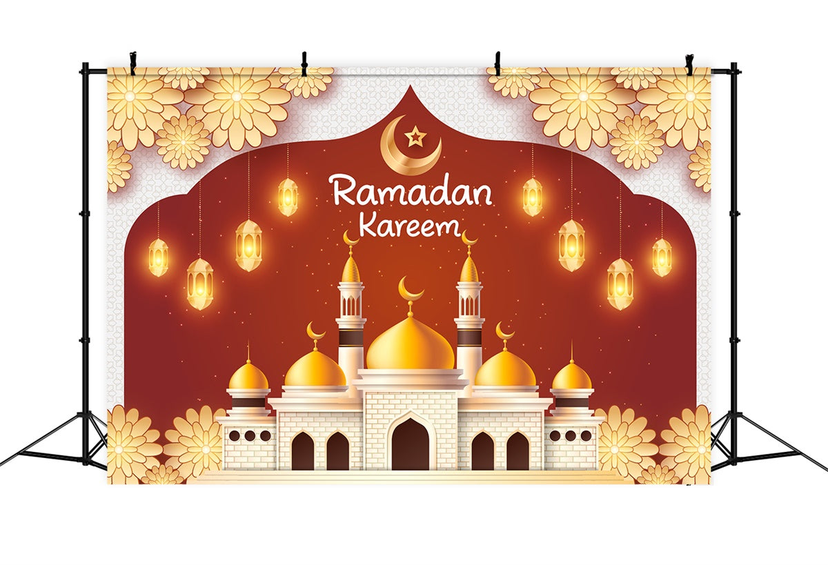 Ramadan Backdrops Golden Crescent Mosque Glow Backdrop XY2-103