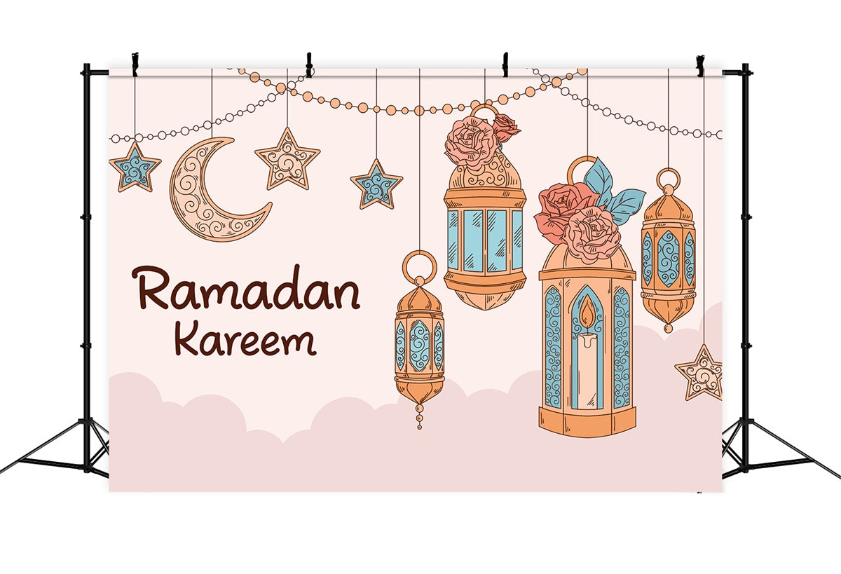 Ramadan Backdrops Rustic Floral Hanging Lantern Backdrop XY2-104